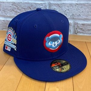 New Era 59Fifty Chicago Cubs Fitted Hat Size 7 5/8 Sky UV 1990 ASG Side Patch